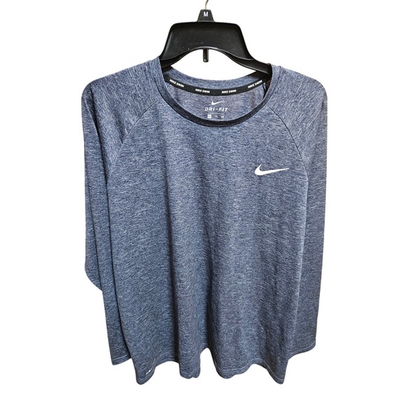 Nike Swim XXL Dri-FIT Long Sleeve Heather Blue Swim Shirt Top - Picture 1 of 4